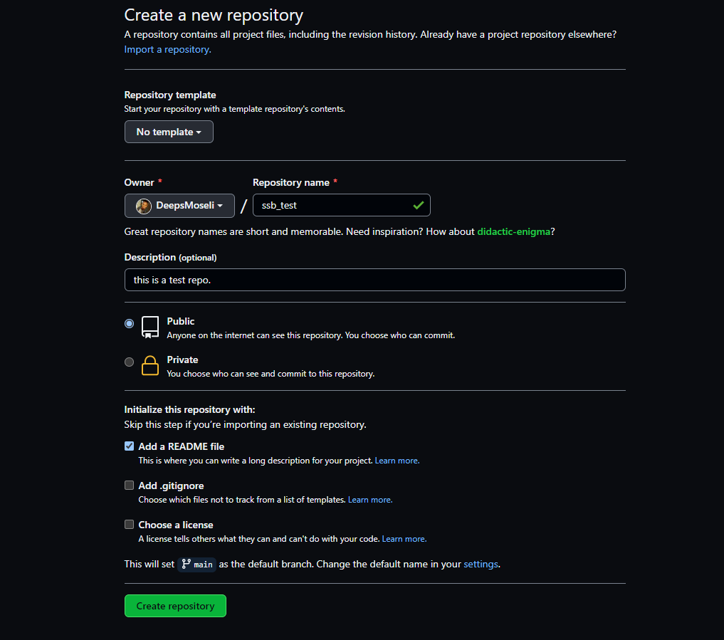 Creating a Repository on GitHub (Step 2)