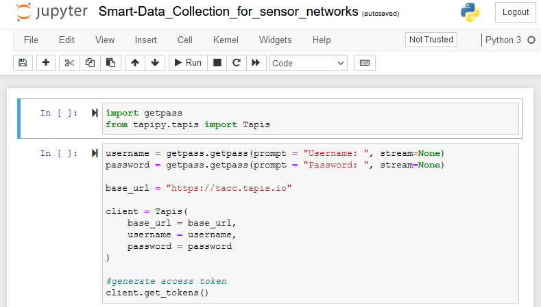 Tapis Streams Jupyter Notebook Opened